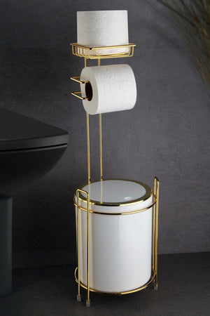 Gold Ersatz Wc Papier und Weiß Müll Eimer - Swordslife