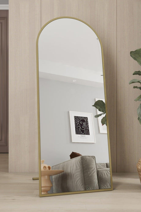 Gold Metal Framed 150 X 60 Cm Oval Footed Full Length Mirror - Swordslife