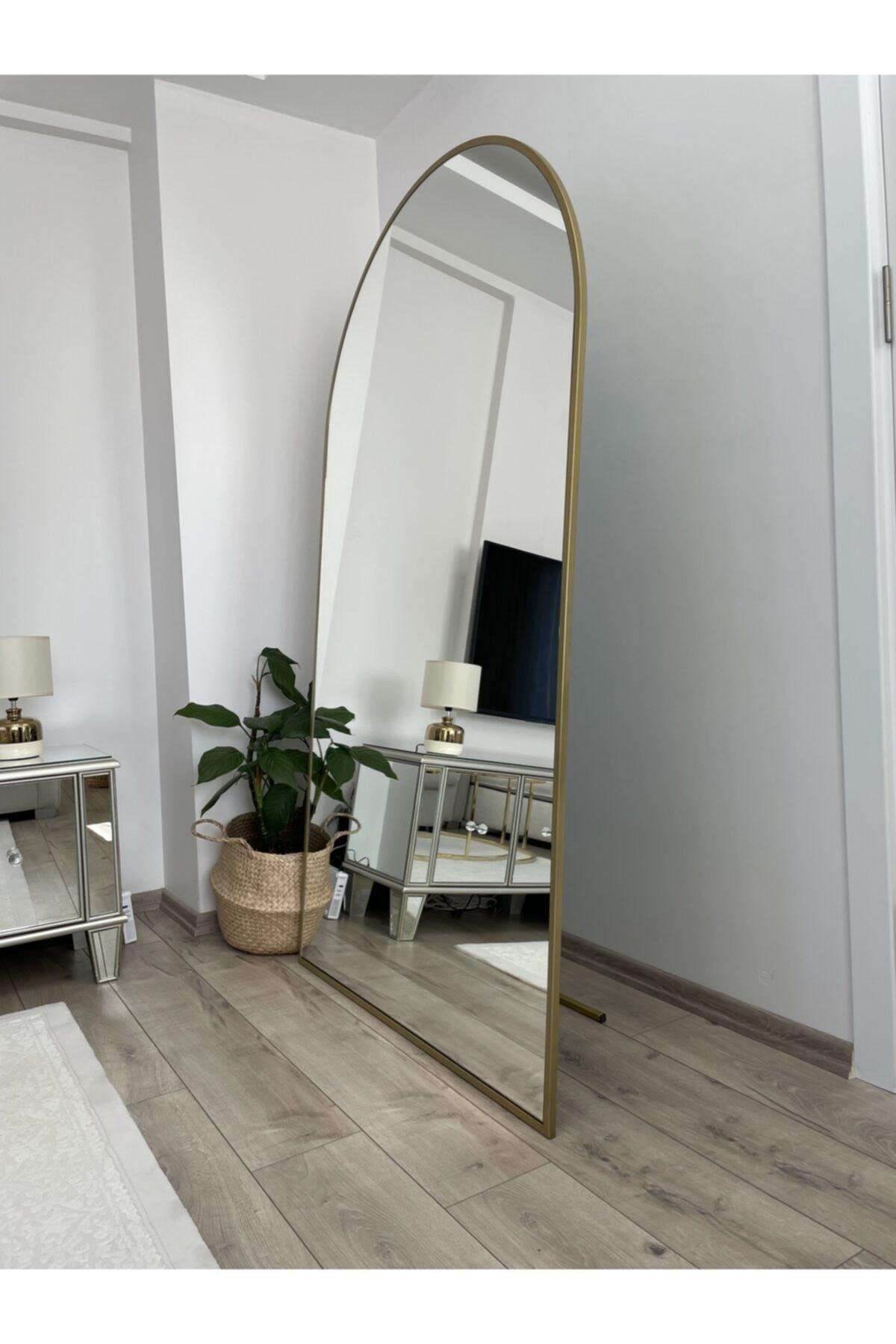 Gold Metal Framed 180x100 Cm Oval Footed Full Length Mirror - Swordslife