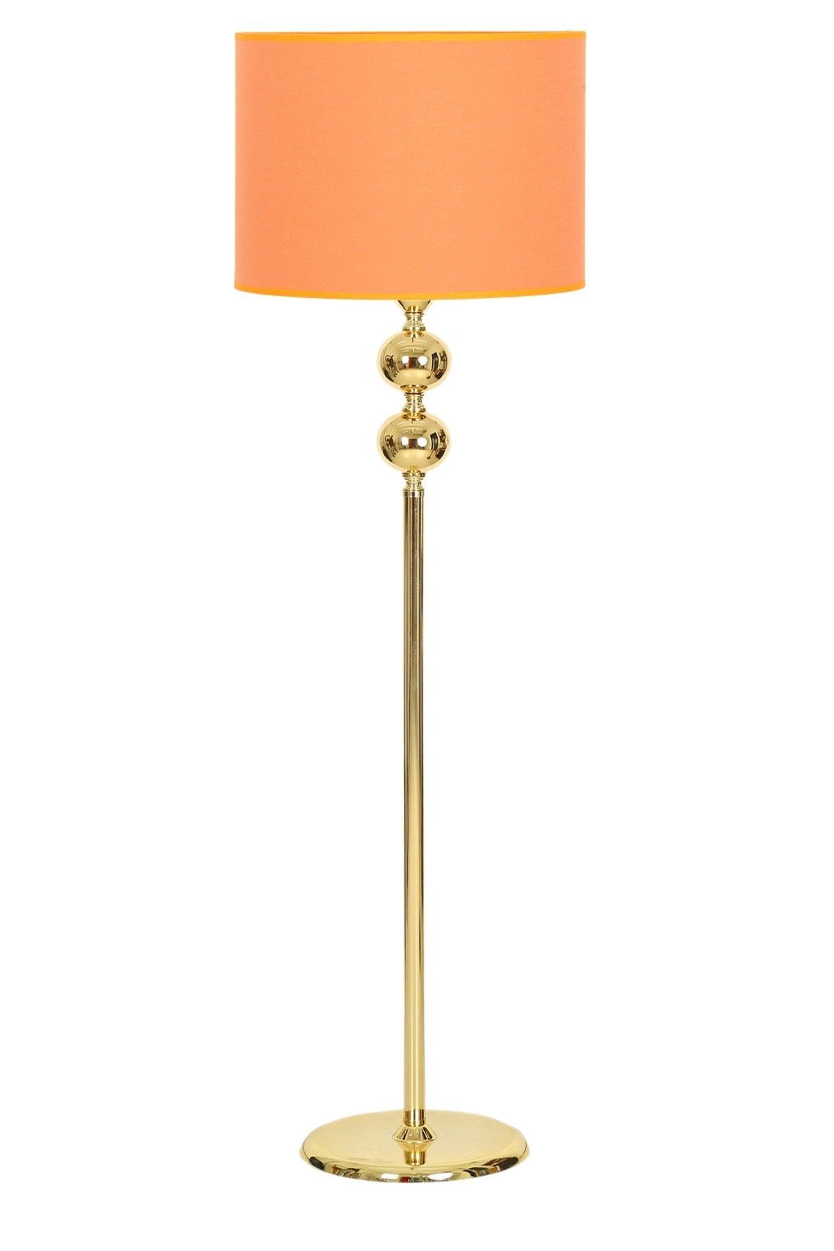 Gold Plated Double Sphere Metal Flat Single Leg Floor Lamp - Swordslife