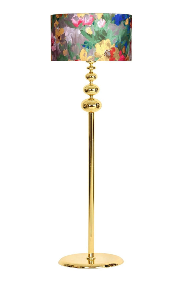 Gold Plated Triple Sphere Flat Single Leg Metal Floor Lamp - Violet - Swordslife