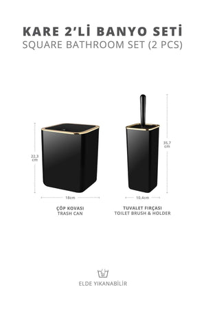 Gold Series Black Square 2-Wc Bucket And Brush Set - Swordslife