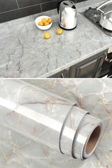 Gray 5mt X 60 Cm Marble Patterned Table Countertop Kitchen Waterproof Adhesive Foil Sticker. - Swordslife