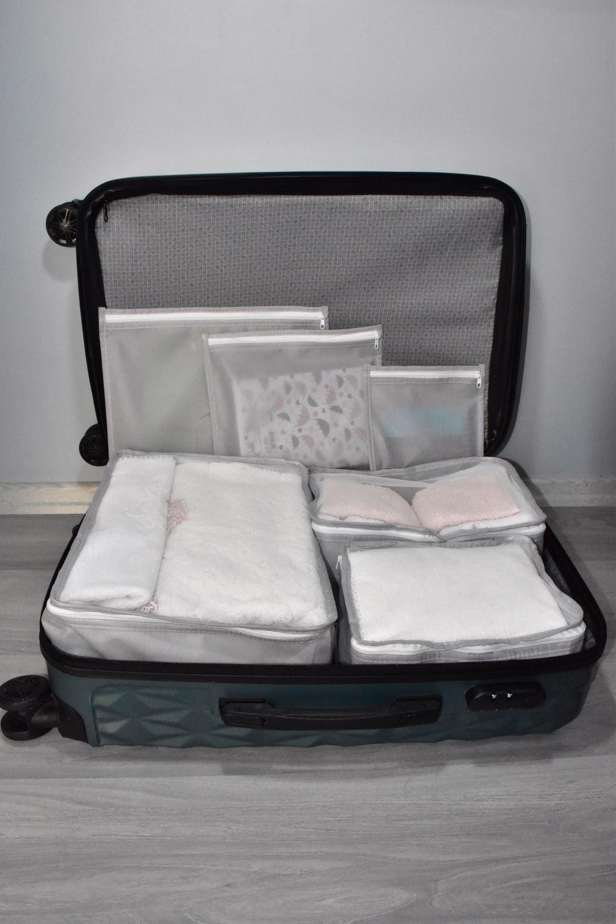 Gray Set of 6 Luggage Organizer Luggage Organizer Luggage Bag Organizer - Swordslife