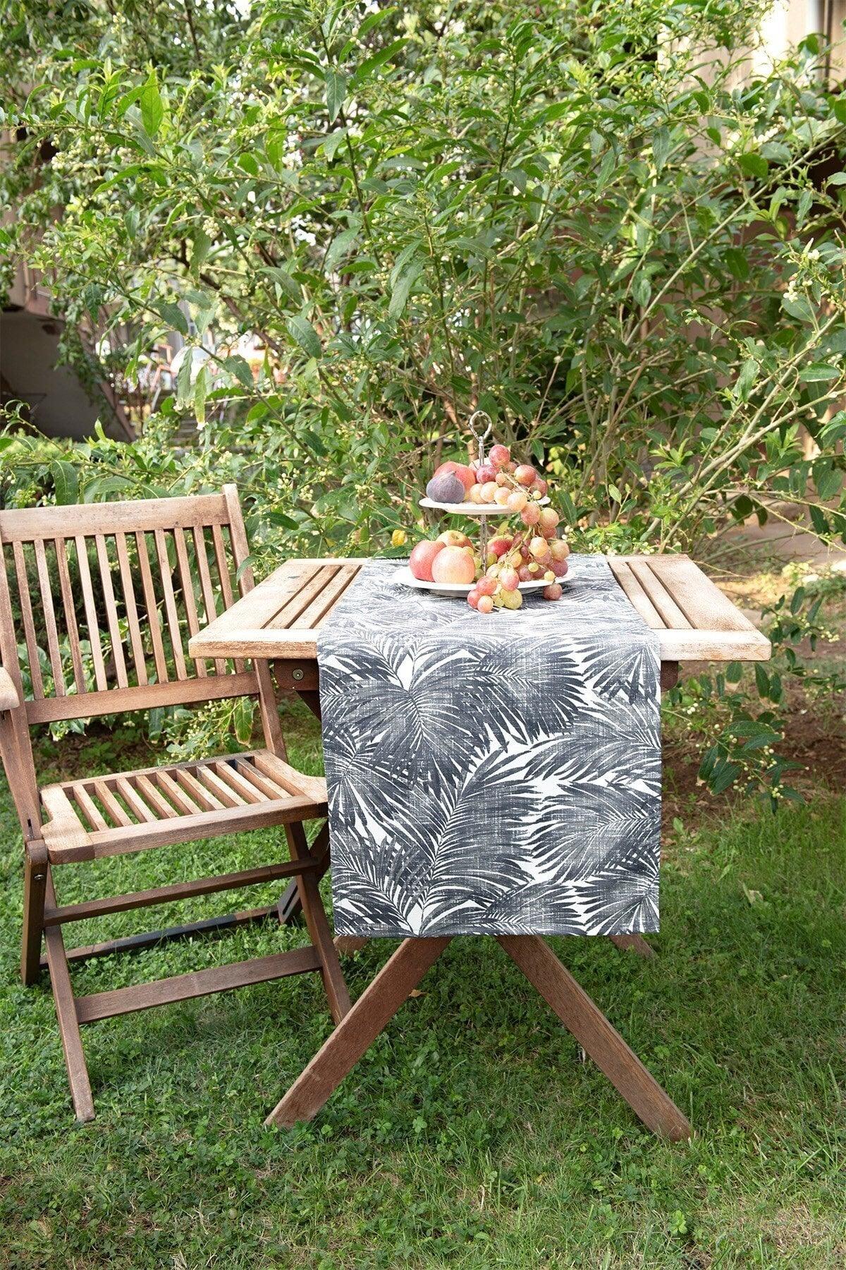 Gray Leaf Duck Fabric Runner Table Cloth - Swordslife