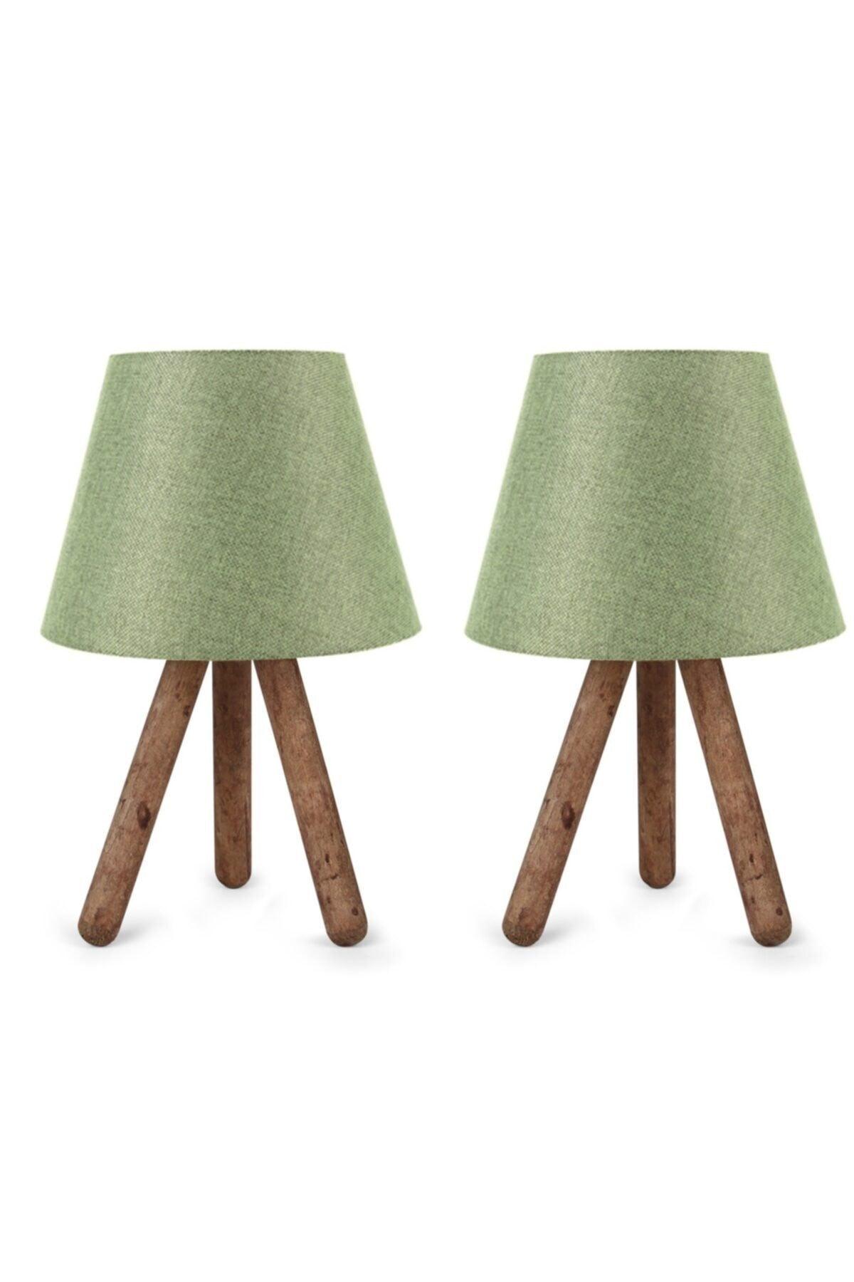 Green North Home Wooden Leg Fabric Headboard Lampshade 2 Pcs - Swordslife