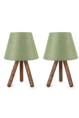 Green North Home Wooden Leg Fabric Headboard Lampshade 2 Pcs - Swordslife