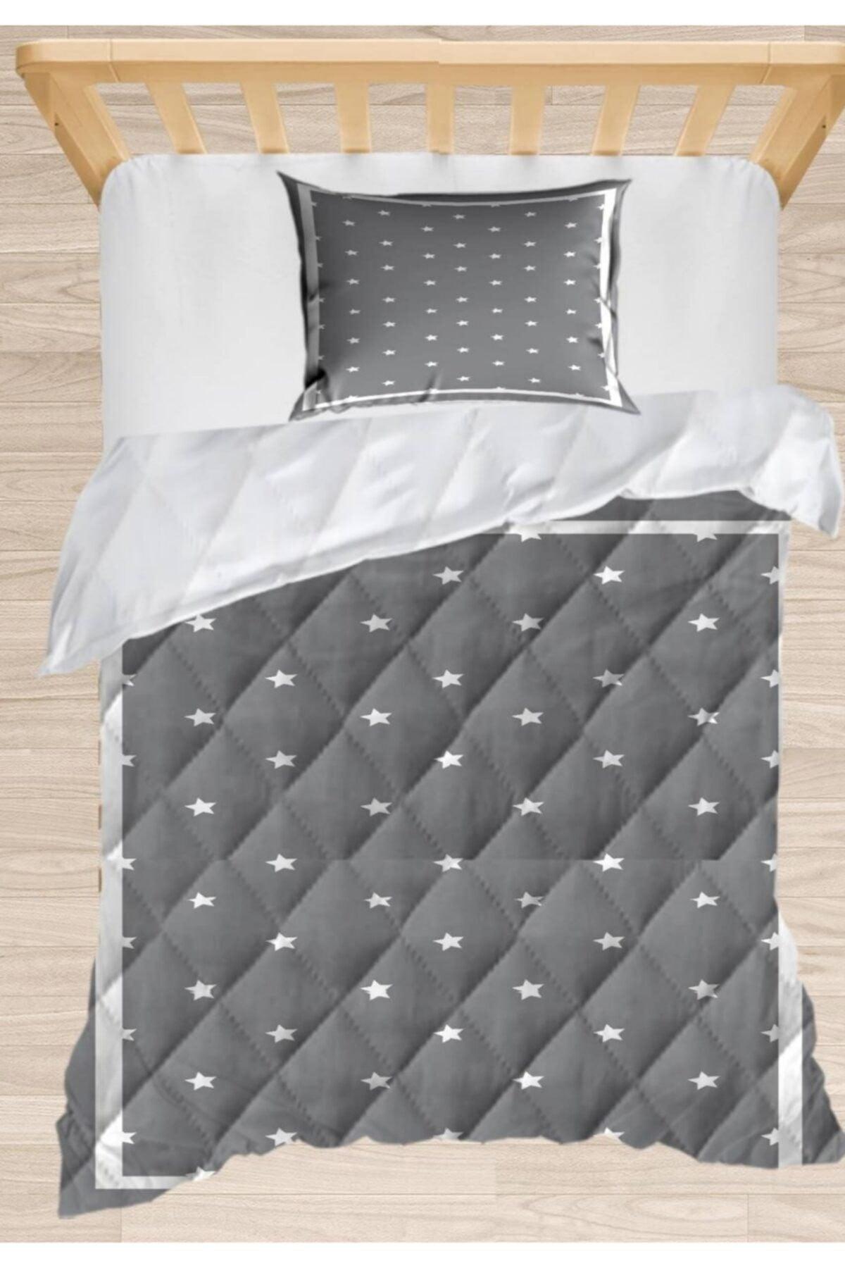 Gray White Stars 3d Patterned Single Child Duvet Bedding Set - Swordslife