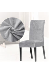 Gray Velvet Chair Cover Cover 6 Pieces - Swordslife