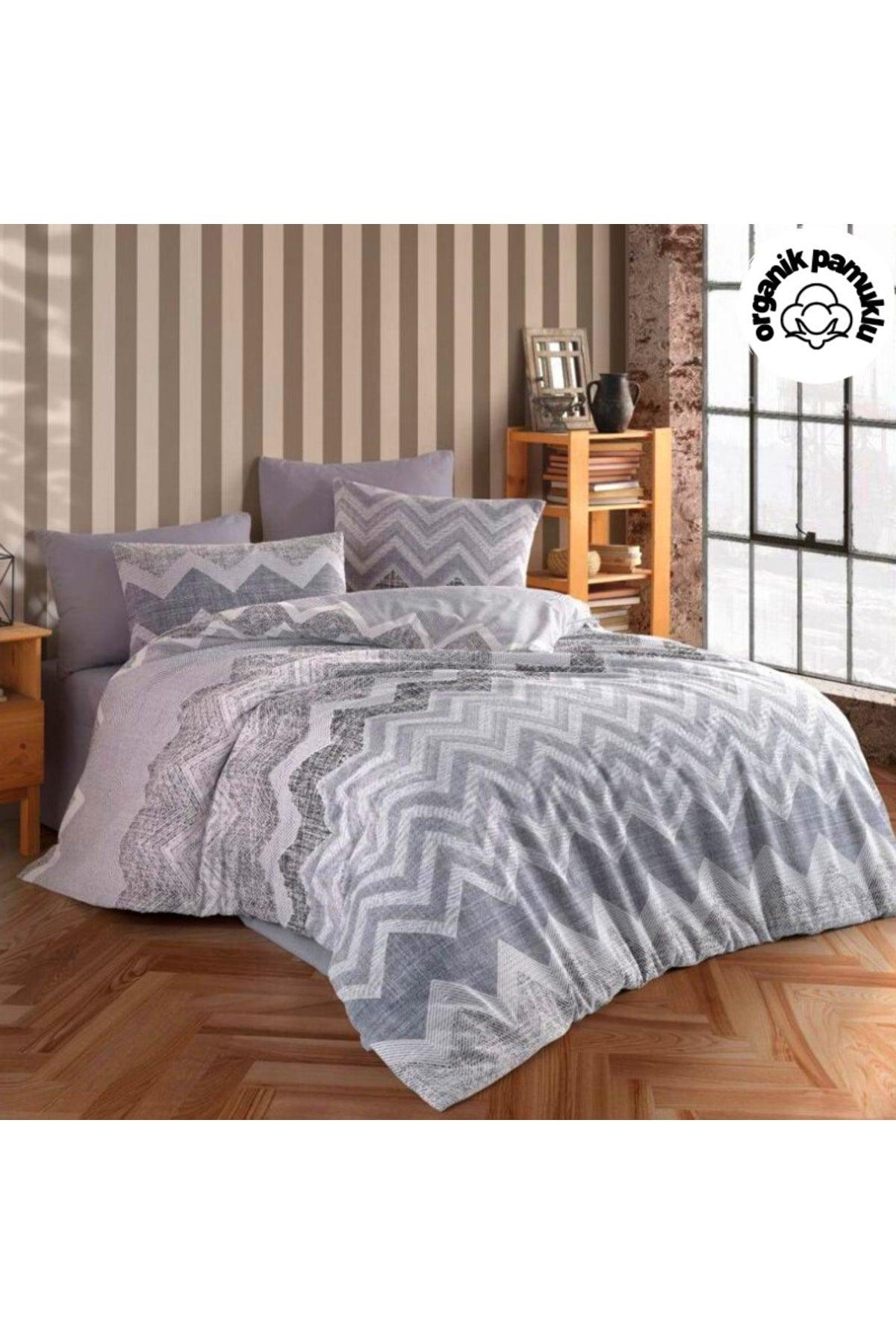 Gray Zigzag Patterned Ranforce Single Duvet Cover Set 1. Quality - Swordslife