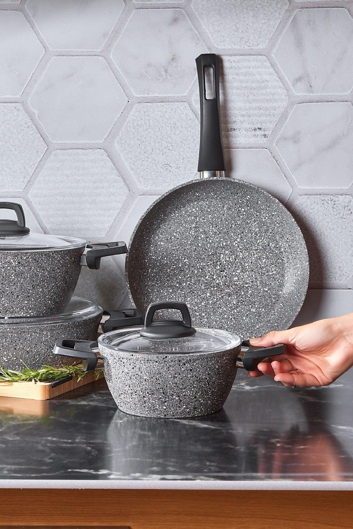 Gris Bio Granite 7 Piece Cookware Set - Swordslife