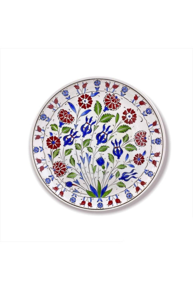 Rose And Tulip Patterned Classic Iznik Tile Plate - Swordslife