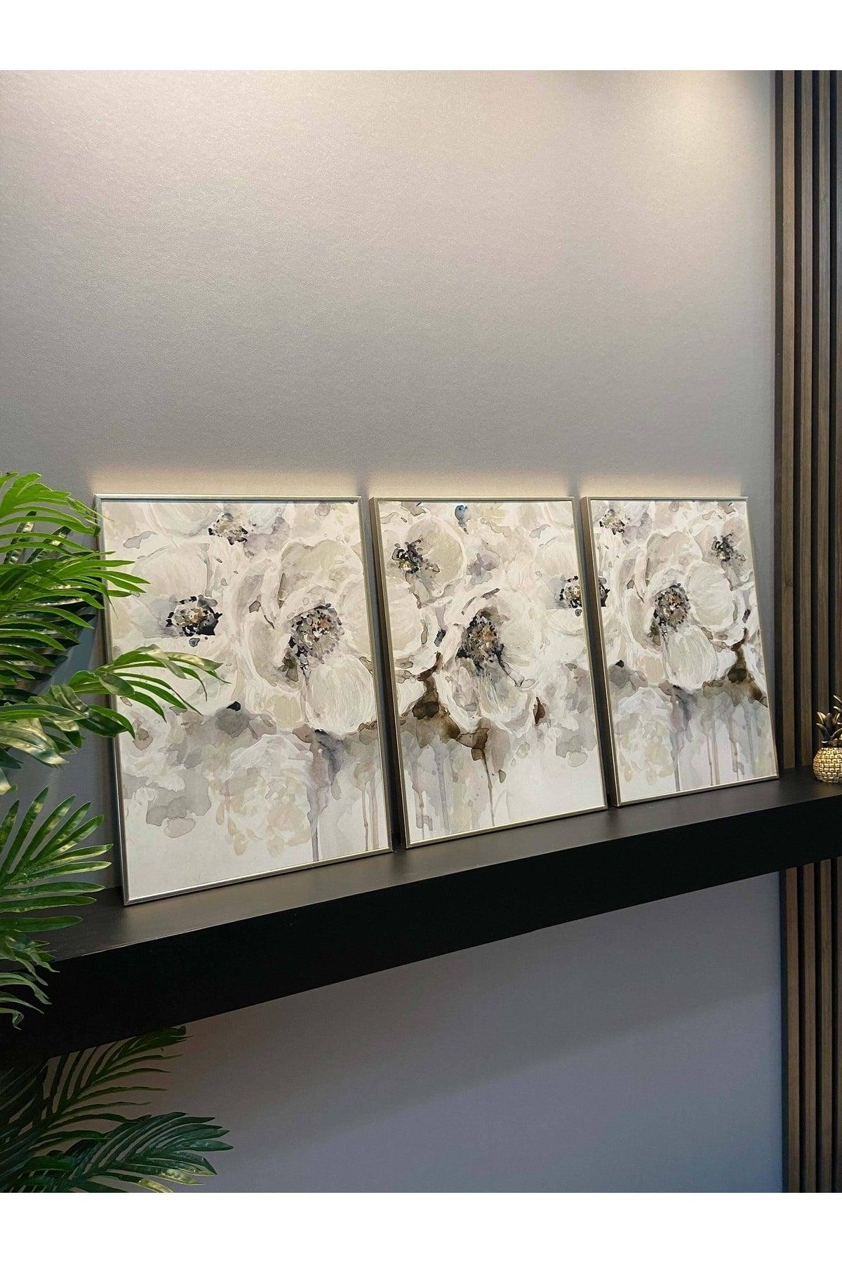 Silver Luxury Lamio Framed 3 Piece Set Decorative Wall Painting - Swordslife
