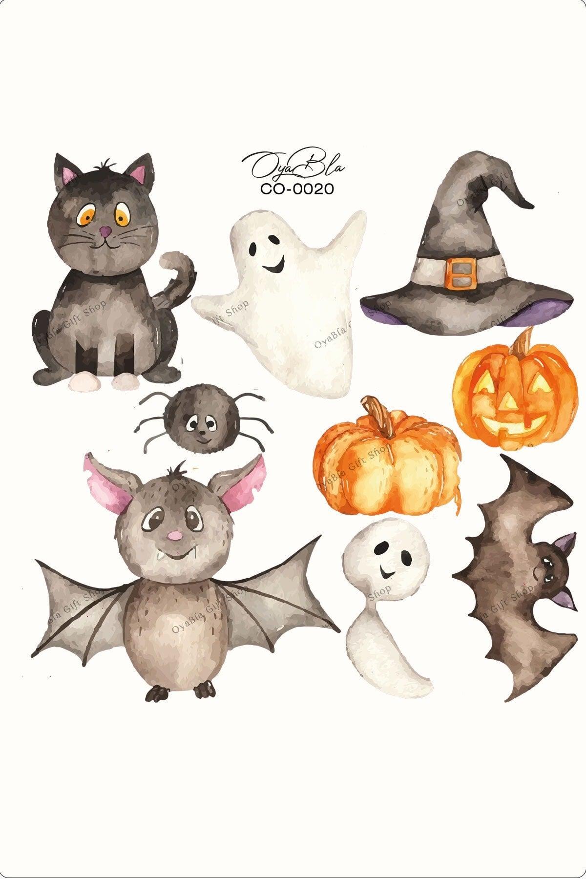 Halloween Halloween Decorations Cute Bat And Ghost Decorative Sticker,glass Sticker - Swordslife