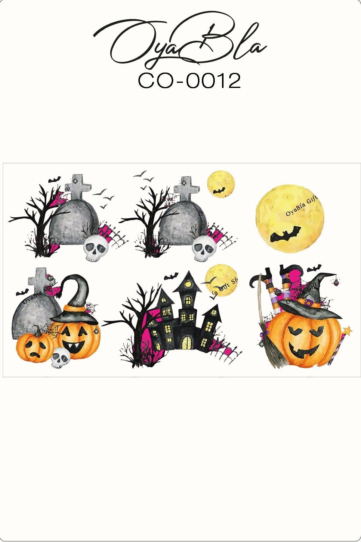 Halloween Halloween Castle And Decorations Decorative Sticker,glass Label - Swordslife