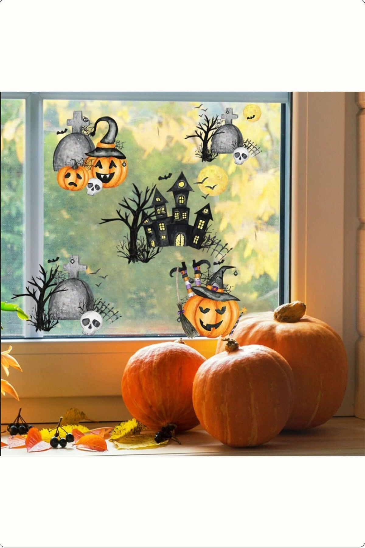Halloween Halloween Castle And Decorations Decorative Sticker,glass Label - Swordslife