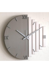 Handmade Solid Wood Wall Clock 40x40cm Mink Gray & White - Silver Numeral - Swordslife