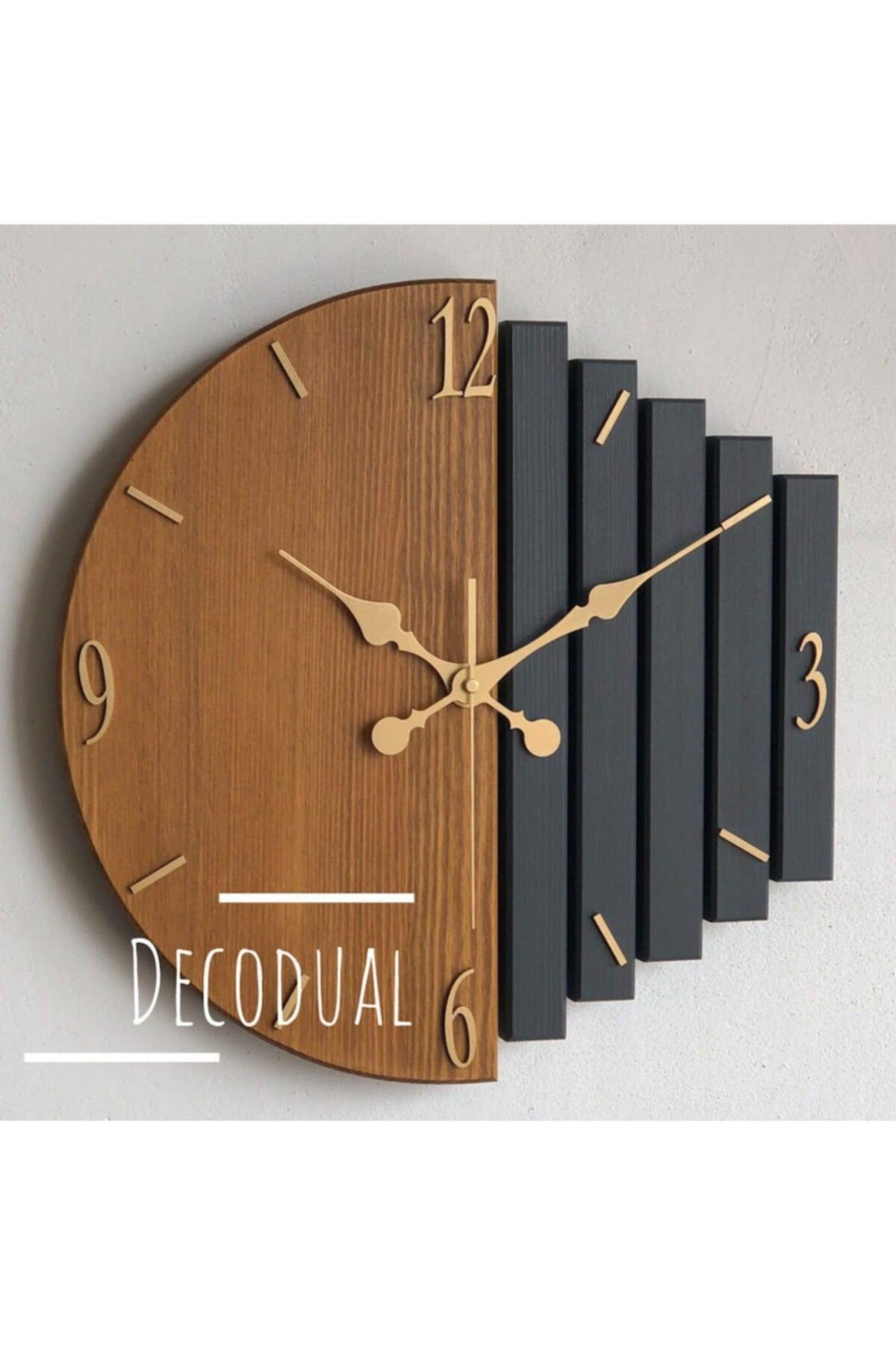 Handmade Solid Wood Wall Clock 40x40cm Walnut And Anthracite - Swordslife