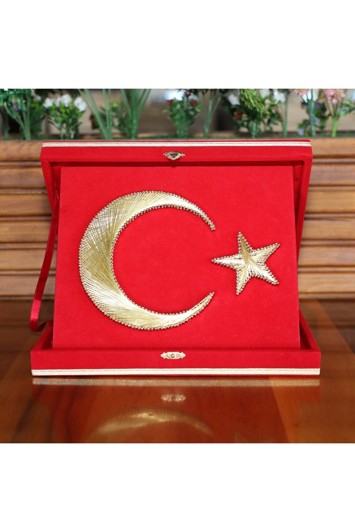 Handmade Turkish Flag Plaque Red Velvet