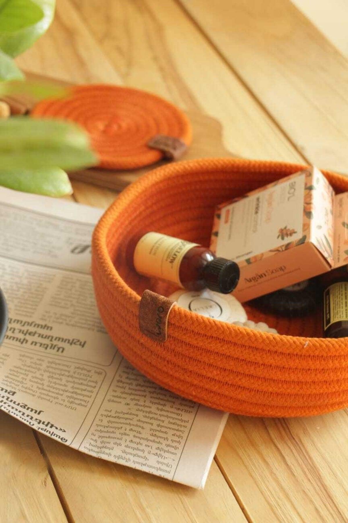 Handmade - 100% Cotton - Tile Color - Round Multi-Purpose Basket - Swordslife