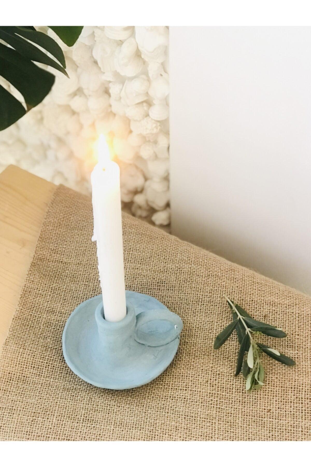 Handmade Candlestick With Handle Blue - Swordslife
