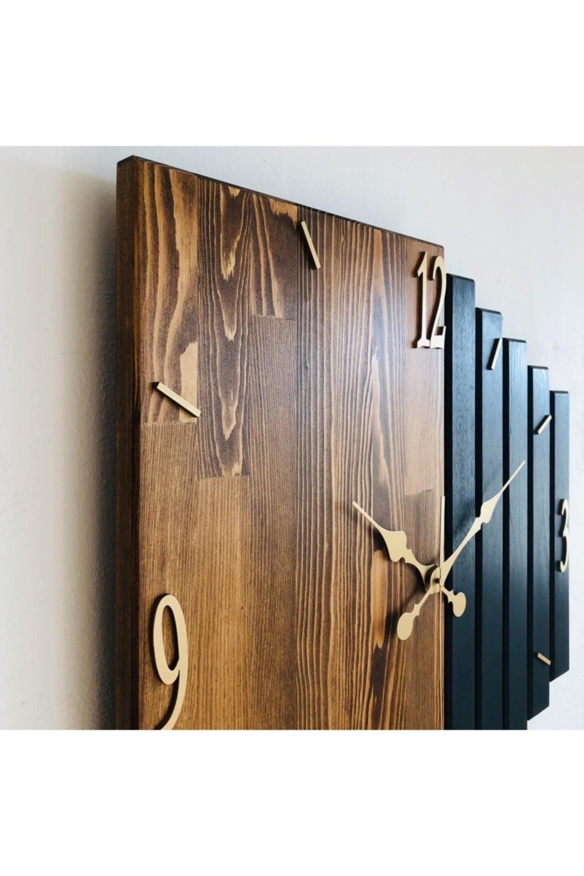 Handmade Solid Wood Wall Clock 40x40cm Anthracite-walnut - Swordslife