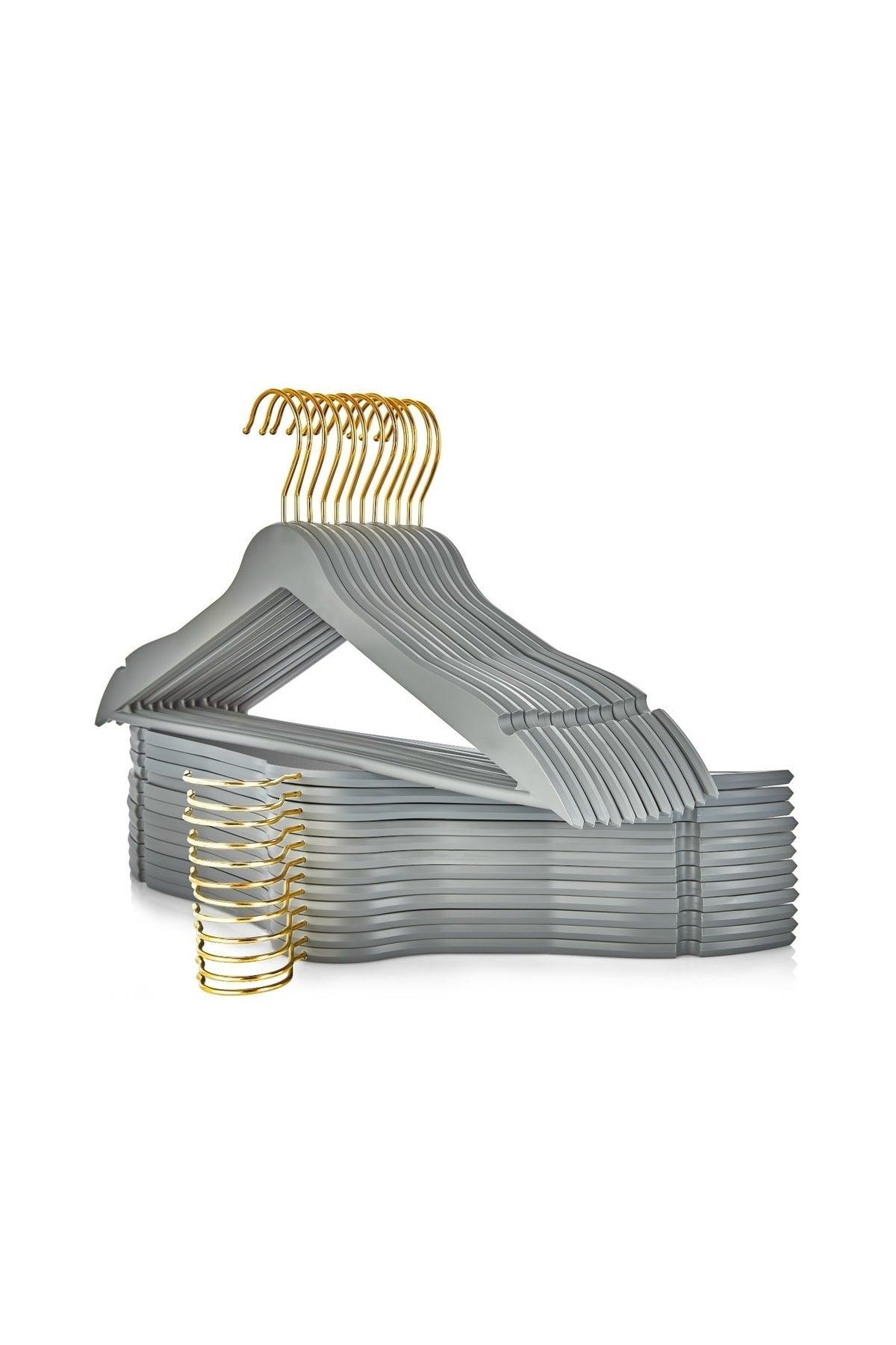 Hanger Shirt and Trouser Hanger 12 Pieces Gold Hook Special Series Anthracite Color - Swordslife
