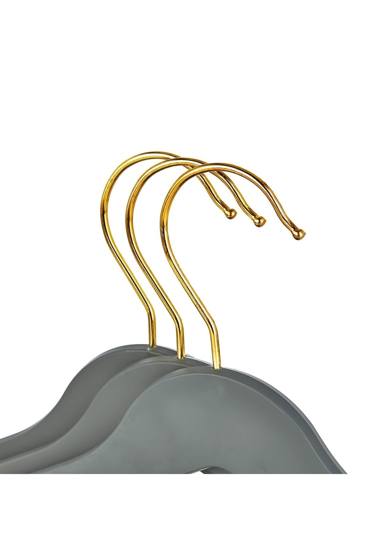 Hanger Shirt and Trouser Hanger 12 Pieces Gold Hook Special Series Anthracite Color - Swordslife