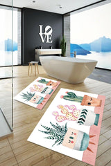 Happy Cactus Washable 2-Set Bathroom Rug - Swordslife