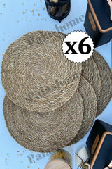 Straw Base 6 Pcs Knitted Natural Bamboo 1st Quality Placemat - Pls7441 - Swordslife