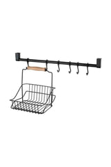 Hausgerate Wrought Iron Metal Basket Hanger And Hook