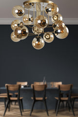 Hazeran 13th Tumbled Honey Globe Glass Chandelier - Swordslife