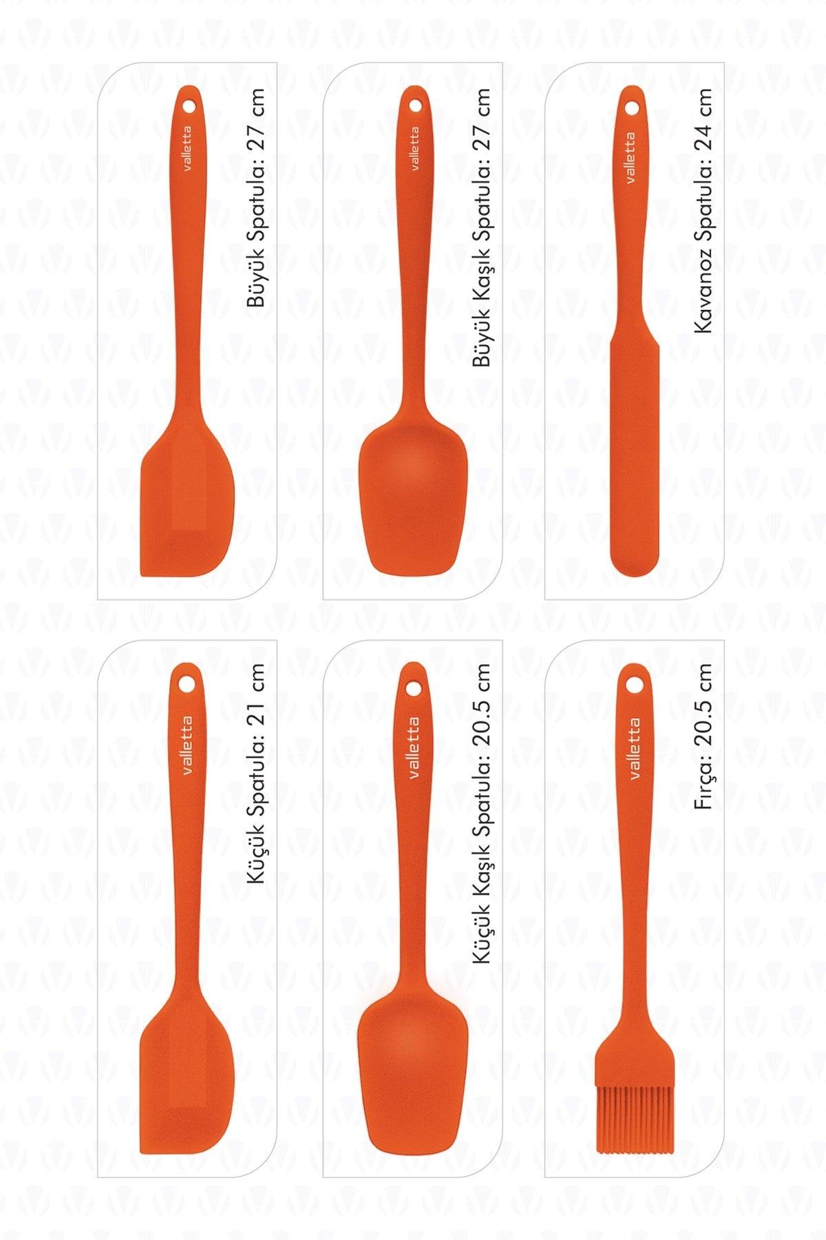 Heat Resistant Fireproof Non-Stick Silicone Spatula Set 6 Pieces Orange - Swordslife