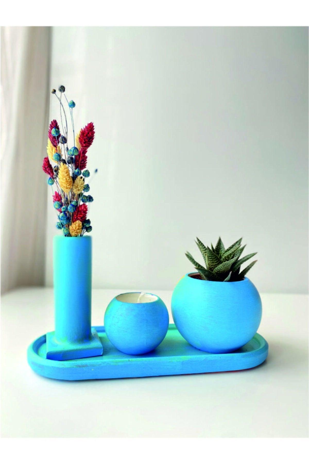 Gift Decorative Flower Pot Set Candle Succulent Dry Plant - Swordslife