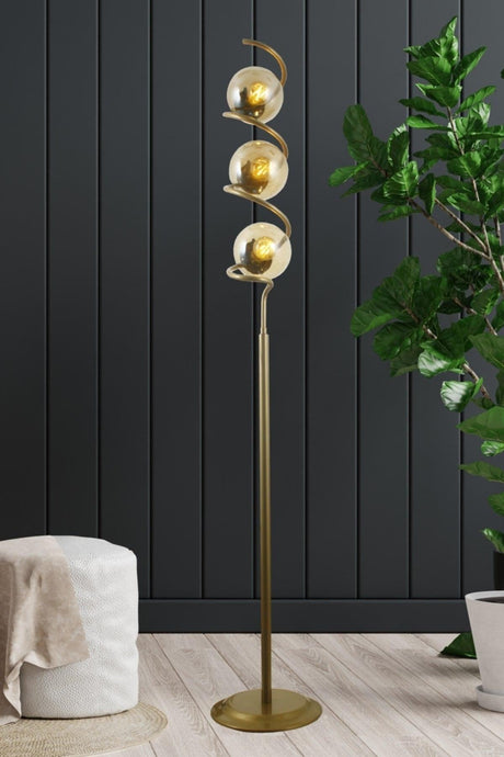 Spiral 3 Piece Tumbled Floor Lamp-honey Glass - Swordslife