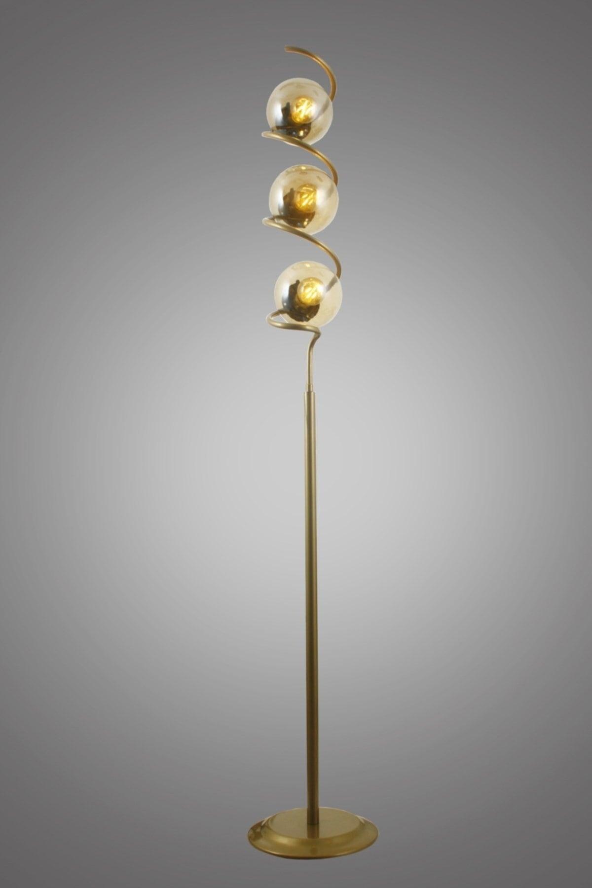 Spiral 3 Piece Tumbled Floor Lamp-honey Glass - Swordslife