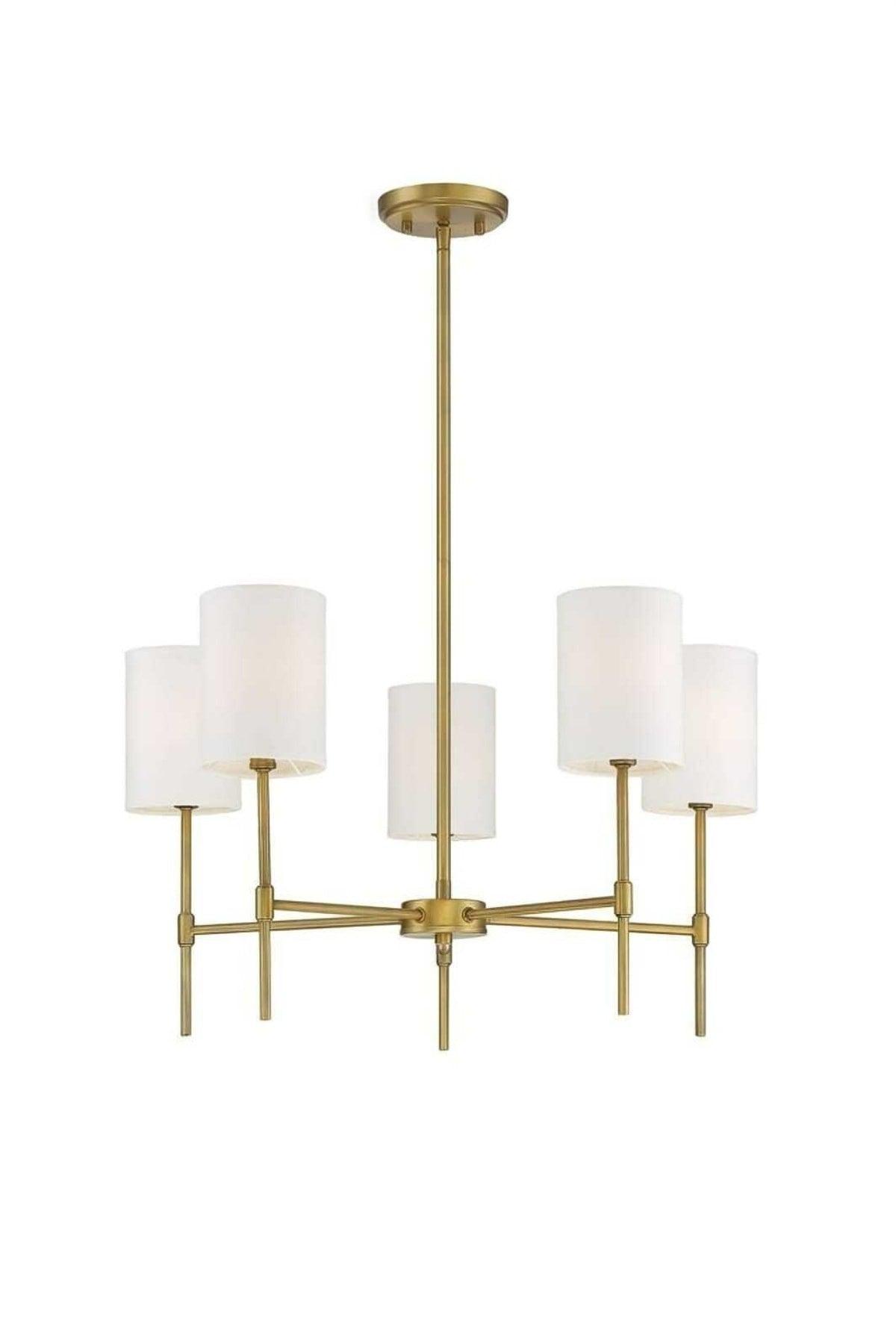 Henna 5 Piece Tumbled Modern Chandelier with White Lampshade - Swordslife