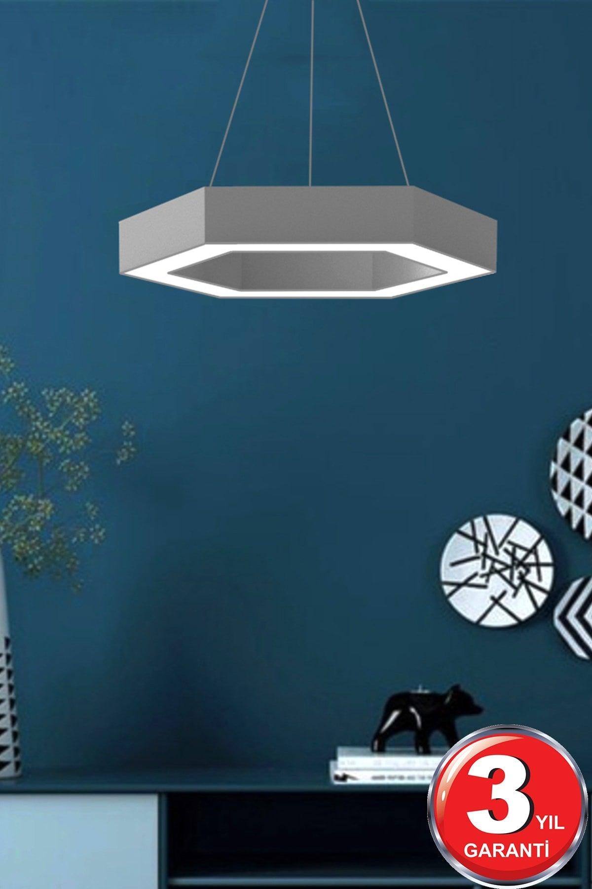 Hexagon (Grey Case, Yellow Light) Led Modern Led Chandelier - Swordslife