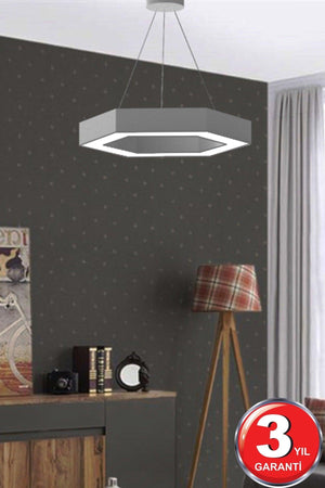 Hexagon (Grey Case, Yellow Light) Led Modern Led Chandelier - Swordslife