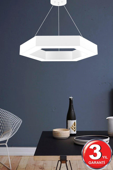 Hexagon (White Case, White Light) Led Modern Led Chandelier - Swordslife