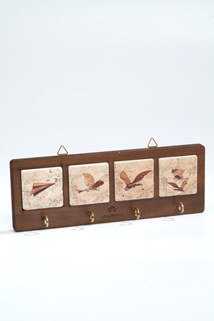 Hezarfen And Galata Tower 4-Piece Travertine Decorative Hanger - Swordslife