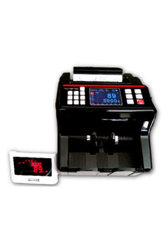 Banknote counter with advanced counterfeit detection for mixed currency