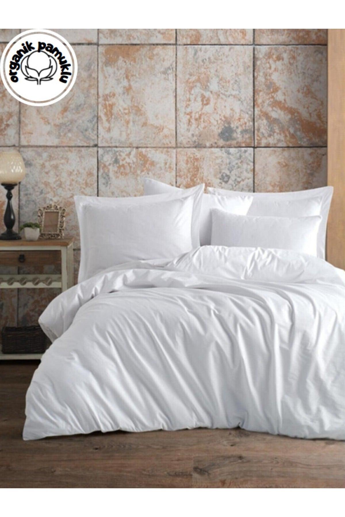 Home Ranforce Luxury Cotton Double Duvet Cover Set - White - Swordslife