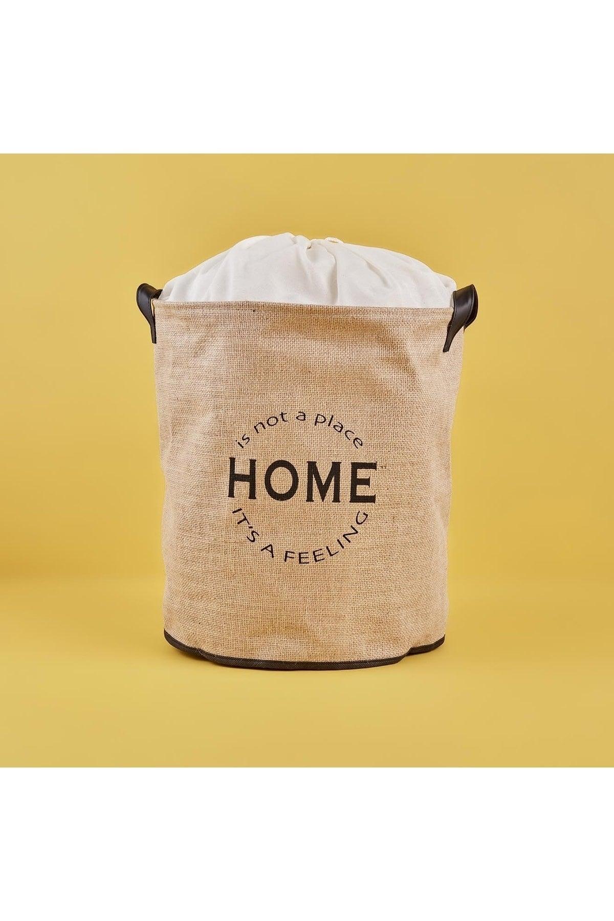 Home Waterproof Jute Laundry Basket Natural (36x40 Cm) - Swordslife