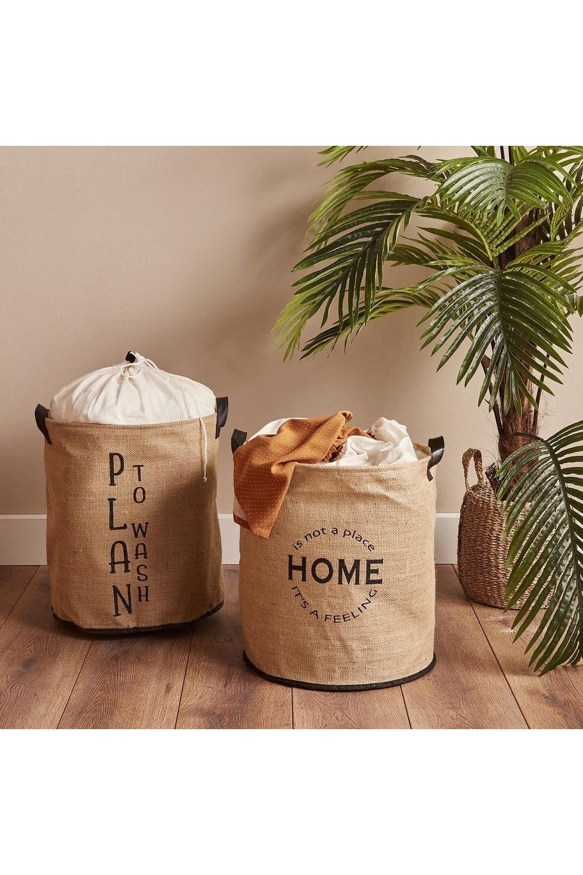 Home Waterproof Jute Laundry Basket Natural (36x40 Cm) - Swordslife