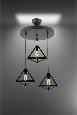 Honeycomb New Style Rustic Model Triangle Triple Pendant Lamp Chandelier - Swordslife