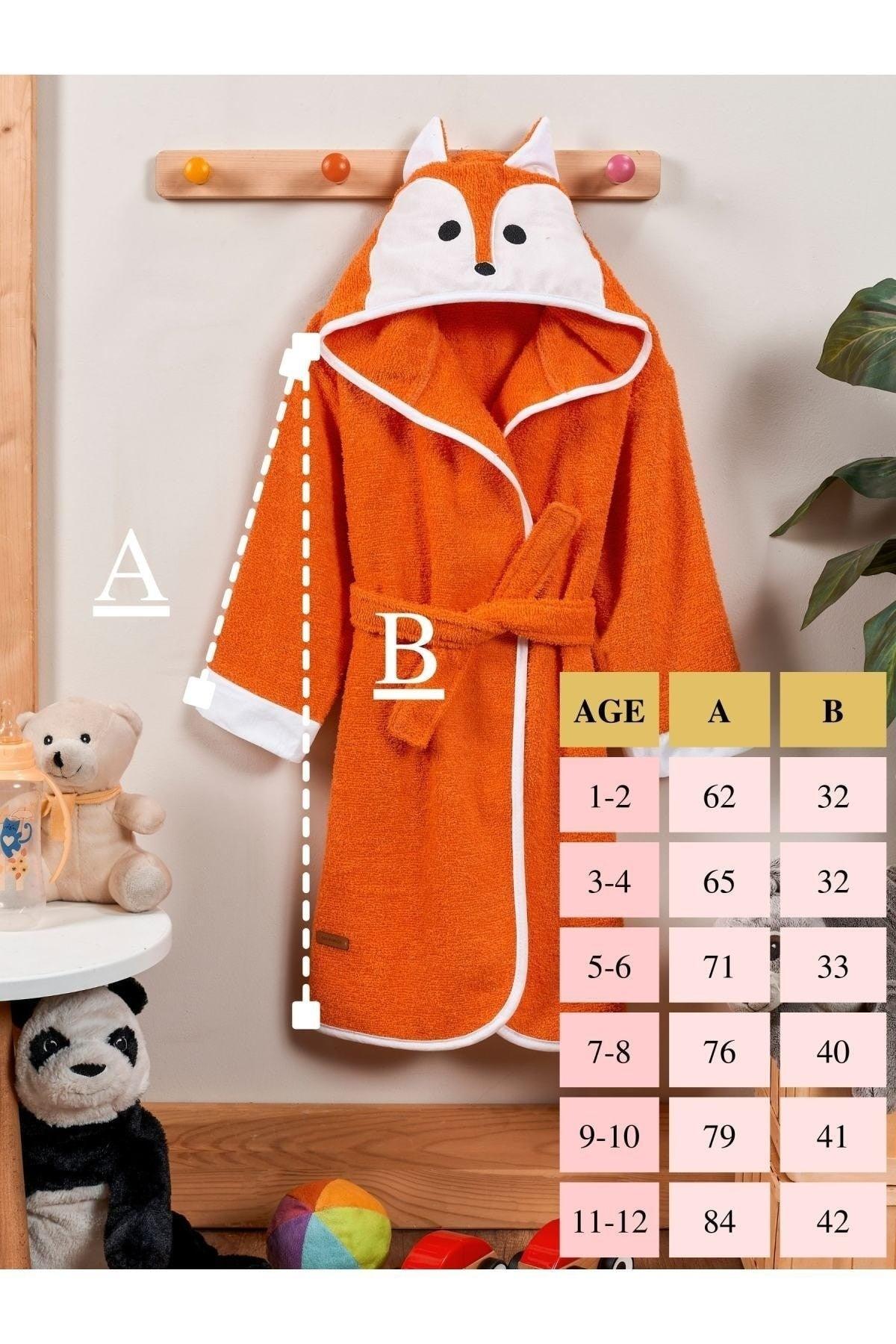 Hooded Kids Bathrobe 100% Cotton Male Bathrobe Animal Fox Orange - Swordslife