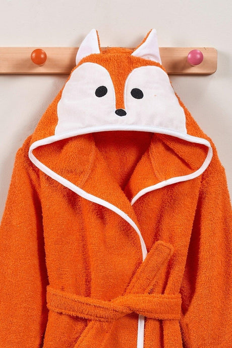 Hooded Kids Bathrobe 100% Cotton Male Bathrobe Animal Fox Orange - Swordslife