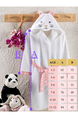 Hooded Child Bathrobe 100% Cotton Water Absorbent Baby Girl Boy Cat White - Swordslife