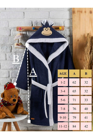 Hooded Child Bathrobe 100% Cotton Water Absorbent Baby Girl Indigo - Swordslife